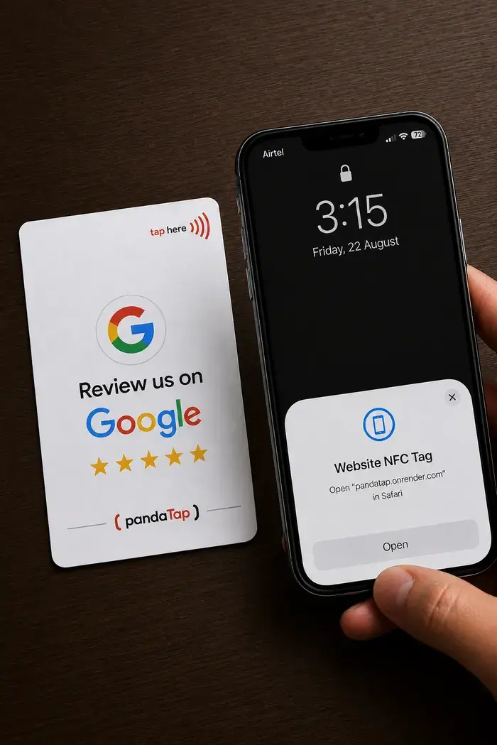 PandaTap NFC card and phone together